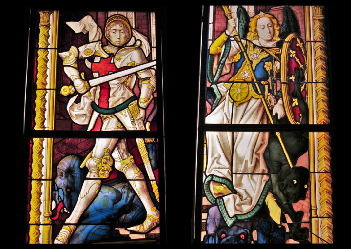 St. George and St. Michael stained glass windows